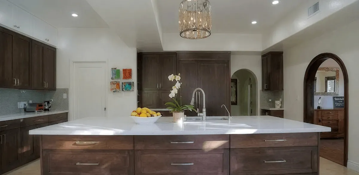 Cabinet refacing project with updated kitchen cabinets and island in Provo, UT