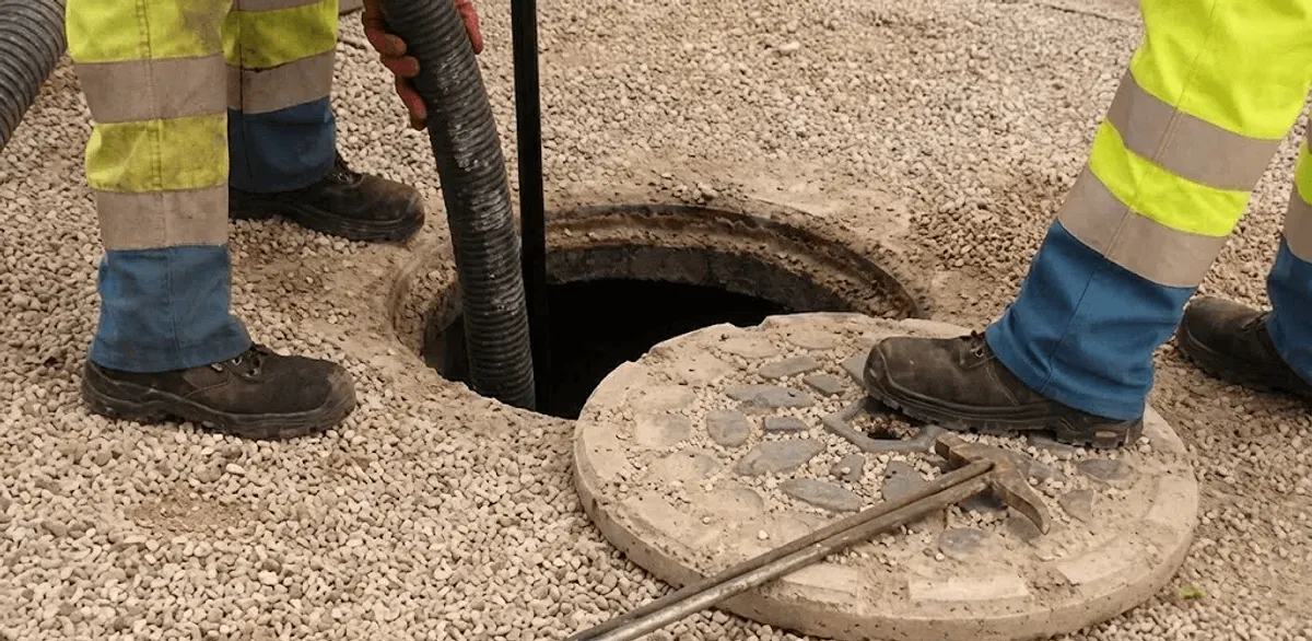 Drain cleaning crew clearing a sewer access point with professional equipment in Provo, UT